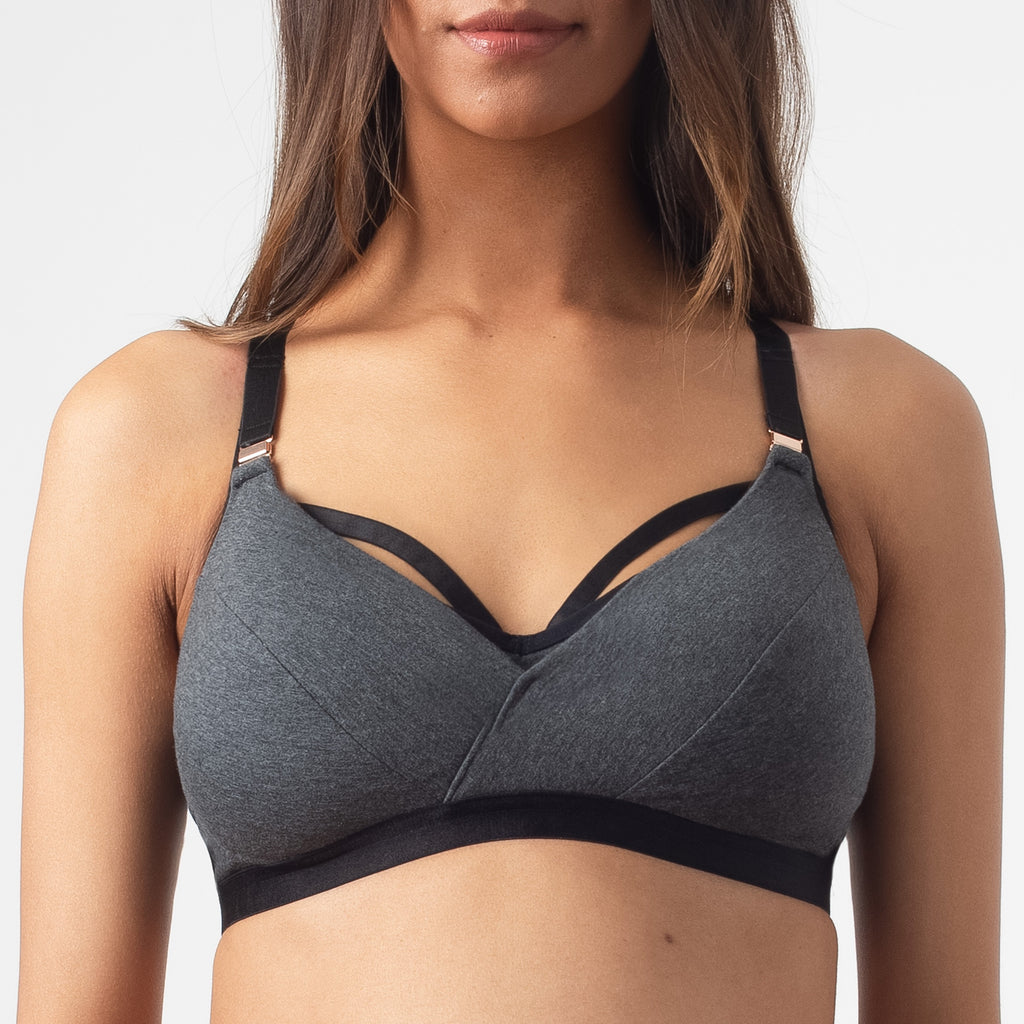 Escapist Grey Marle nursing bra with magnetic clips from Projectme