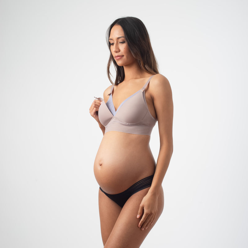 projectme AMBITION TRIANGLE COSMETIC LILAC CONTOUR NURSING breastfeeding pregnancy BRA - WIREFREE with AMBITION BRAZILIAN BIKINI BLACK